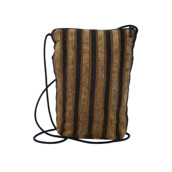 MARUCA Black + Tan Stripe Tapestry Small Crossbody Bag = Made in COLORADO - Picture 4 of 8